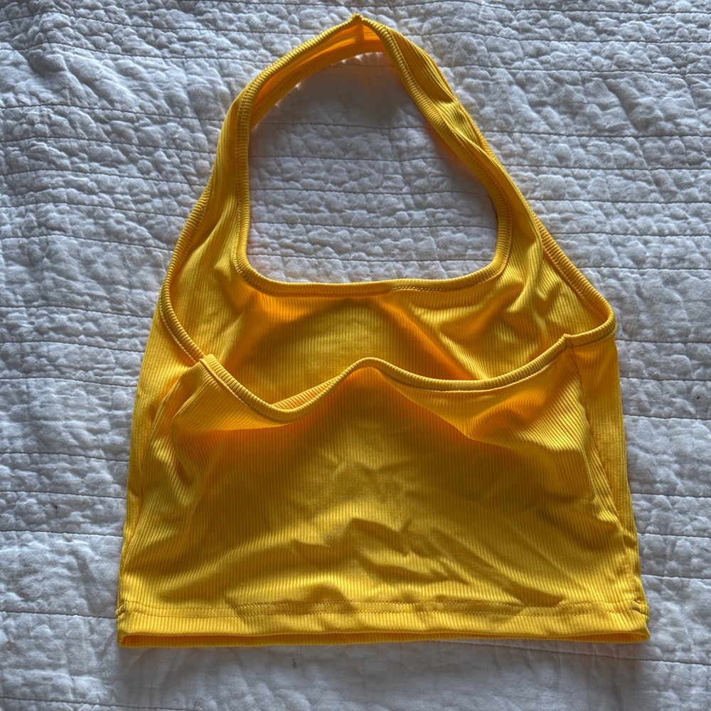 Yellow Ribbed Crop Top - Picture 2 of 2